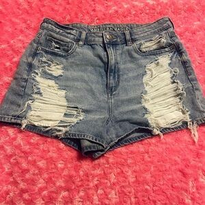 American Eagle Outfitters Ripped Jean Shorts - Light Blue
